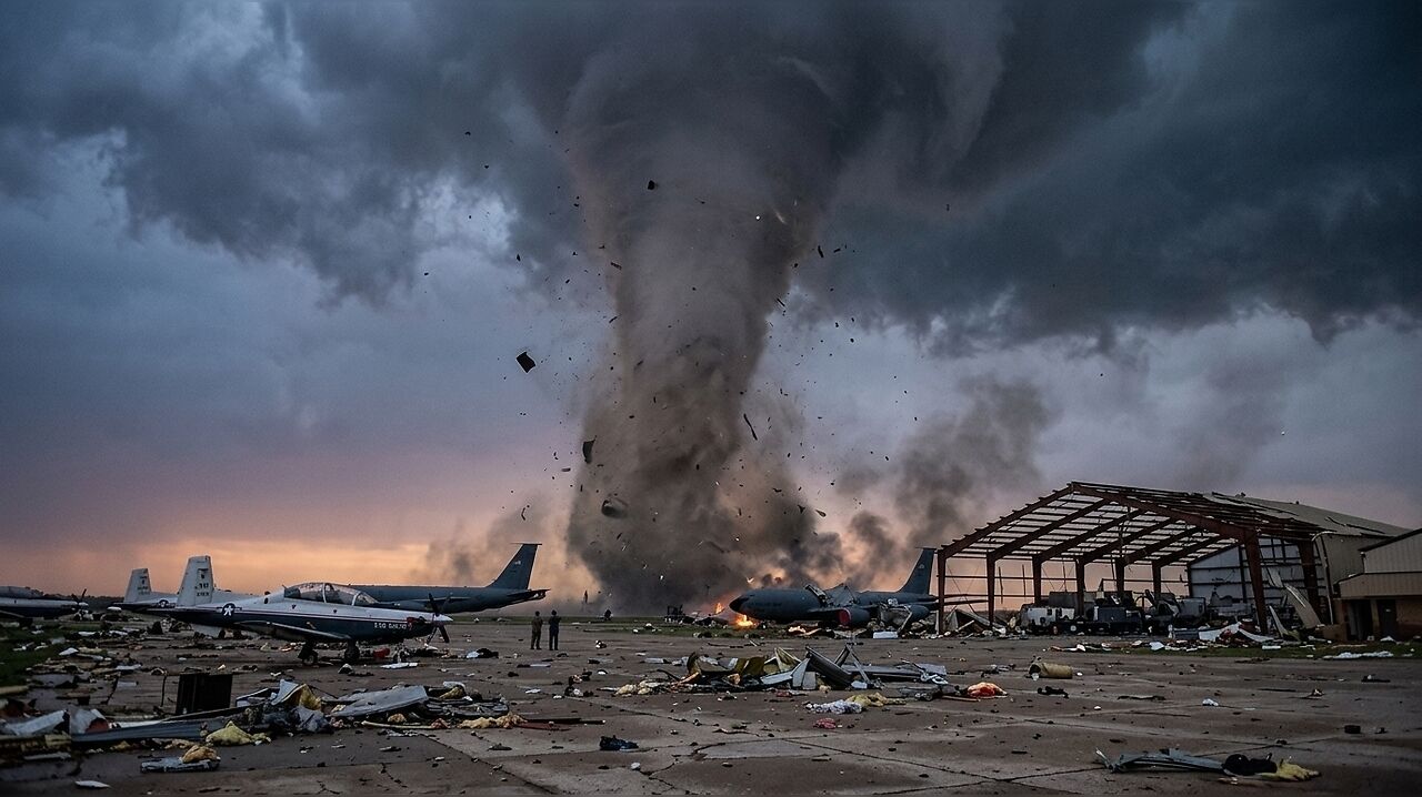 Tornado destruction at Enid Vance Air Force Base: Footage captures a ...