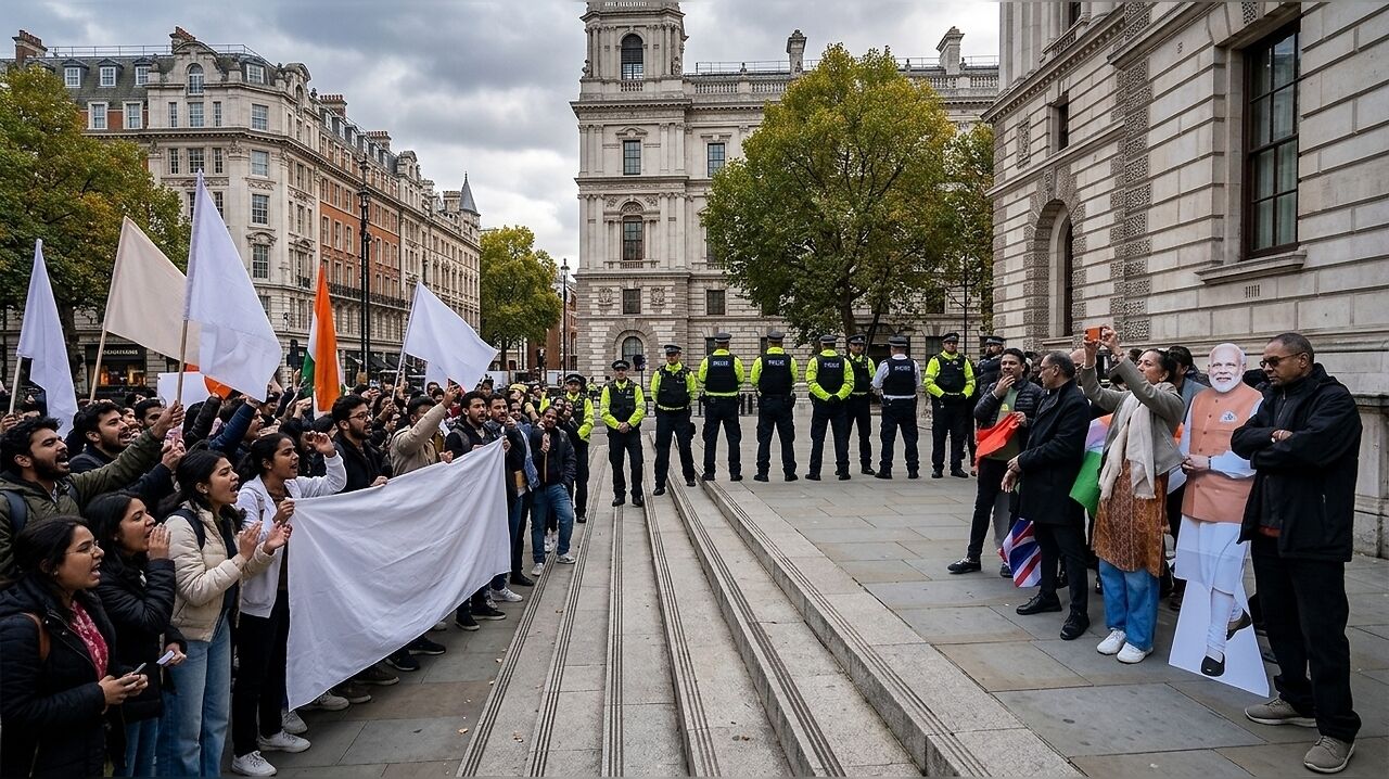 Opposing Demonstrations Held Outside Indian High Commission in London ...