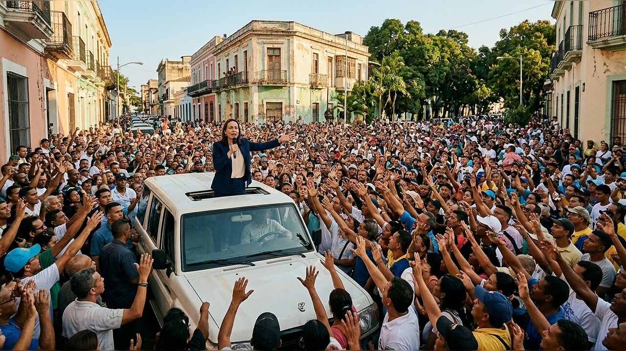 Maria Corina Machado, who slipped out of hiding in Venezuela last December to receive her Nobel, said she had returned home to 
